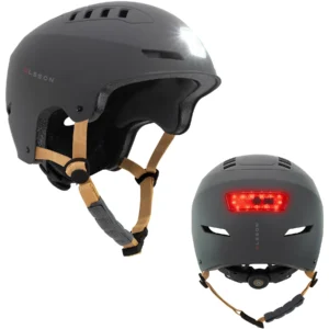 URBAN LIGHT Negro Antracita con Luz para Bicicleta, Patinete Eléctrico, Skate y Patines OLSSON Casco